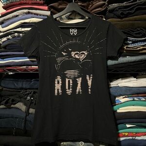 Roxy Black Tee with White Logo